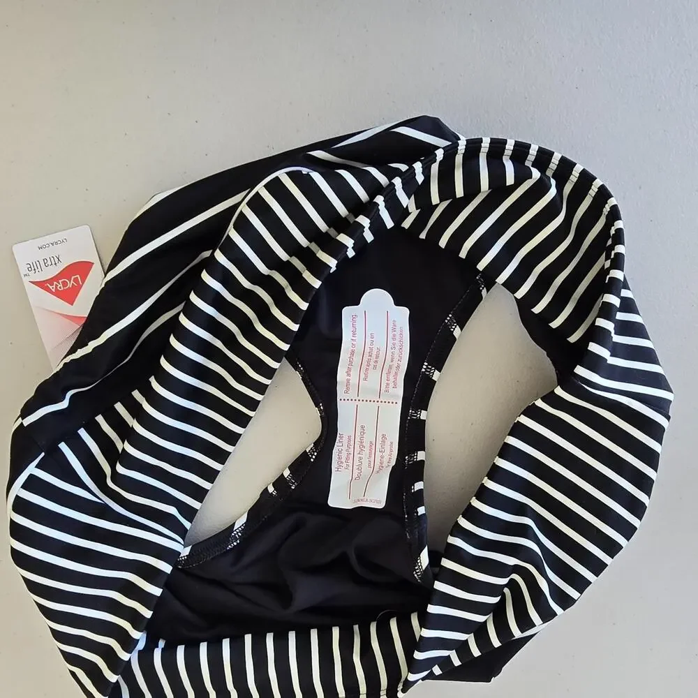 Lands' End Bikini Bottom Swim Briefs Women's 1X Black White Stripe Beach NWT